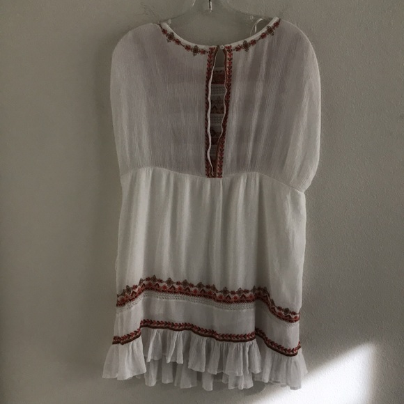 Free People Sunrise Wanderer Mini Dress Ivory, Orange, Browns Size Small - Picture 8 of 13